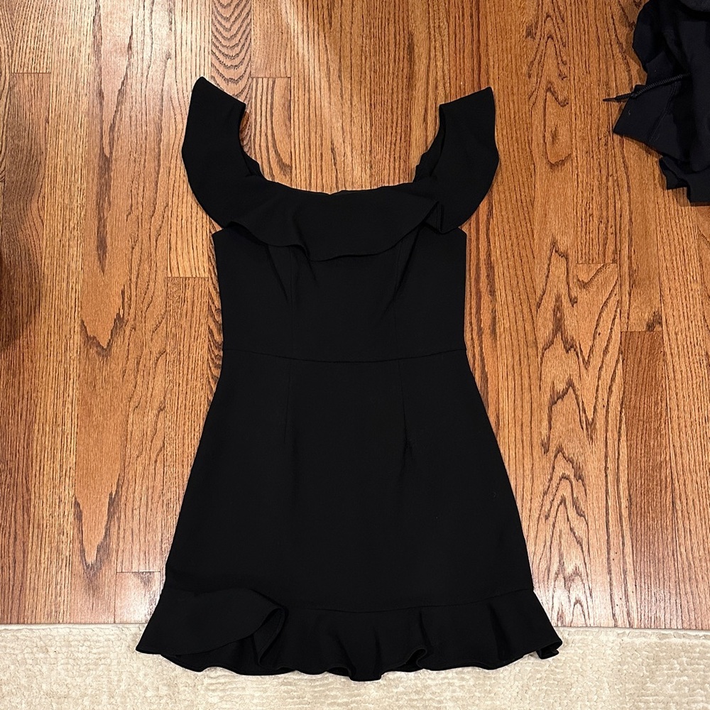 French Connection Elegant Black Ruffle Dress
